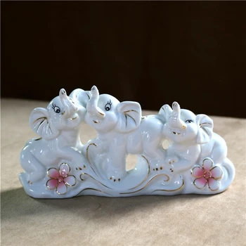 

Creative Porcelain Elephant Family Miniature Ceramic Elephant Figurine Home Mascot Ornament Decor Art and Craft Gift for Parents