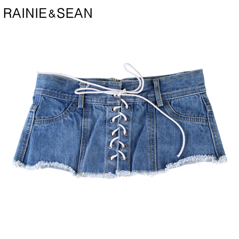 

RAINIE SEAN Denim Corset Belt for Women Blue Autumn New Womens Wide Belts Lhigh Fashion Lace-up Female Cummerbunds for Shirts