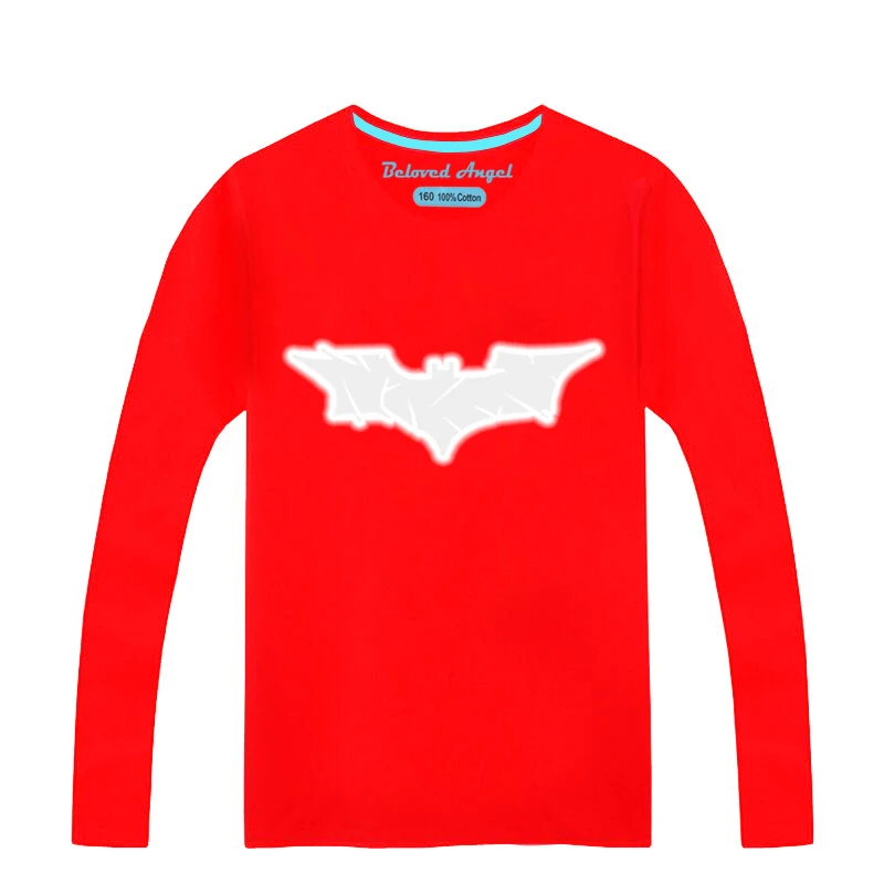 Светящаяся футболка с длинными рукавами на осень, футболка для мальчиков рождественские топы для девочек-подростков с Бэтменом, футболки для маленьких мальчиков и подростков возрастом от 3 до 15 лет
