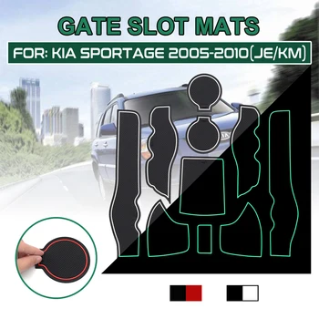 

10pcs Anti-Slip Gate Slot Mat Rubber Coaster Accessories Car Stickers for KIA Sportage 2005 2006 2007 2008 2009 2010 JE KM
