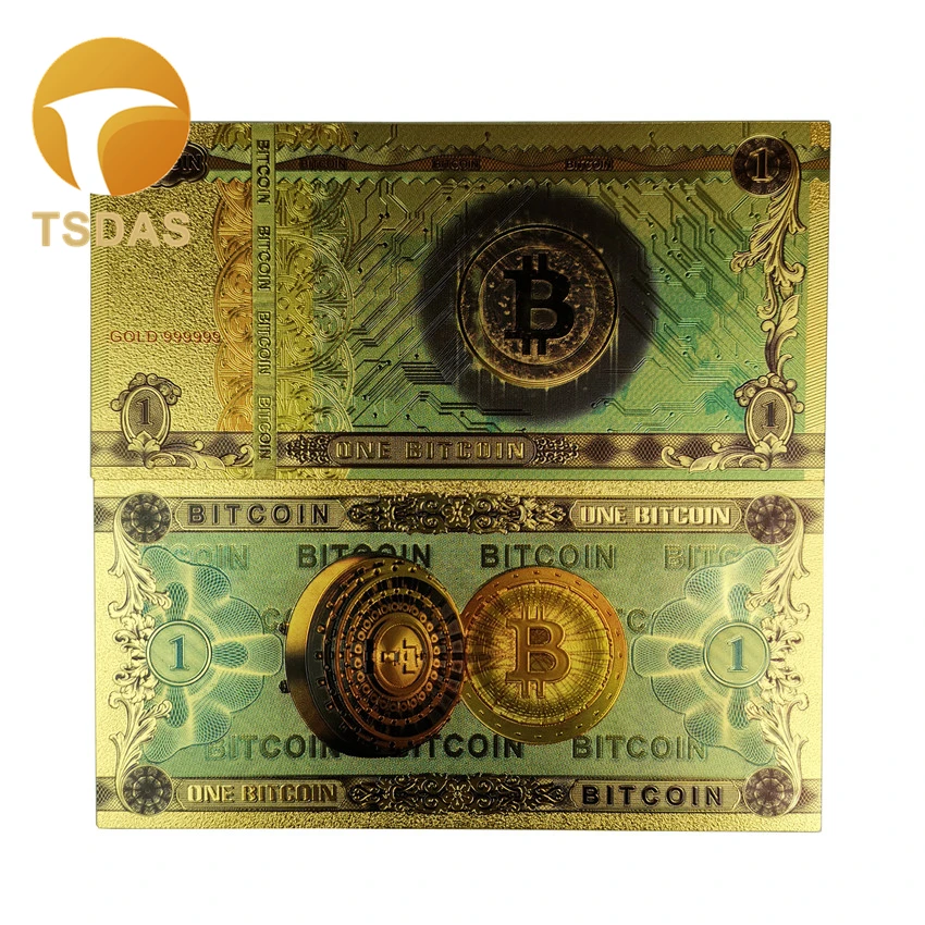 Цветные банкноты Биткоин 10 шт./лот BTC позолоченные 24 к для сбора Прямая поставка