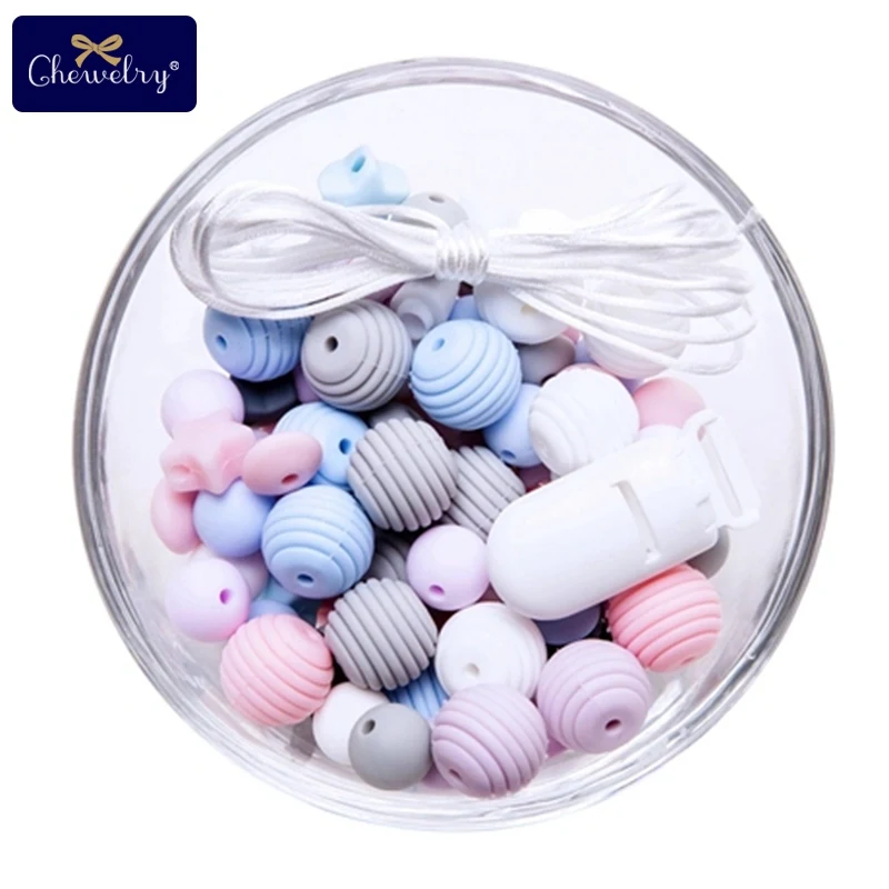 

1Set Silicone Threade Beads Food Grade Star Beads DIY Nursing Pacifier Chain Pendant Bracelet Necklace Crafts Baby Teether Toys