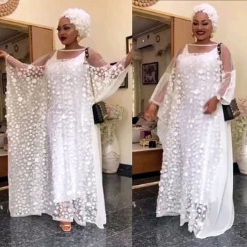 

Super Size New African Dress Women Dashiki Fashion Loose Embroidery Long Party Dress 2 Set African Clothes Vetement Femme