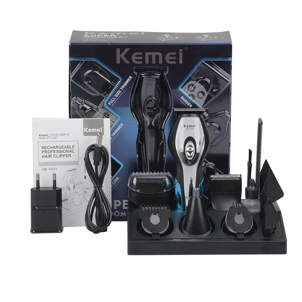Kemei KM-5031, 11 в 1, профессиональный электрический триммер для стрижки волос, стрижка, бритва для бороды, бритва, инструменты для укладки, перезаряжаемая машинка