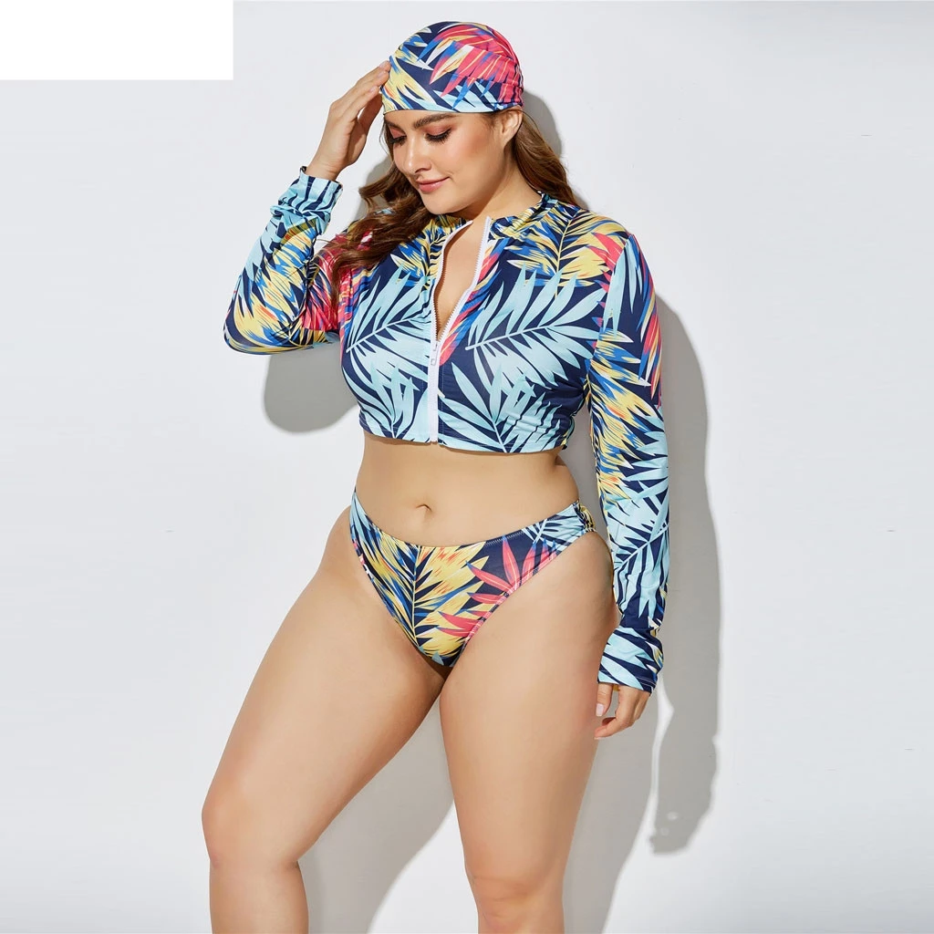 Womens Swimsuit Bikini High Waist Plus Size Split Long Sleeve Beach Two-Piece Starry Swimwear Push Up Backless Beachwear |