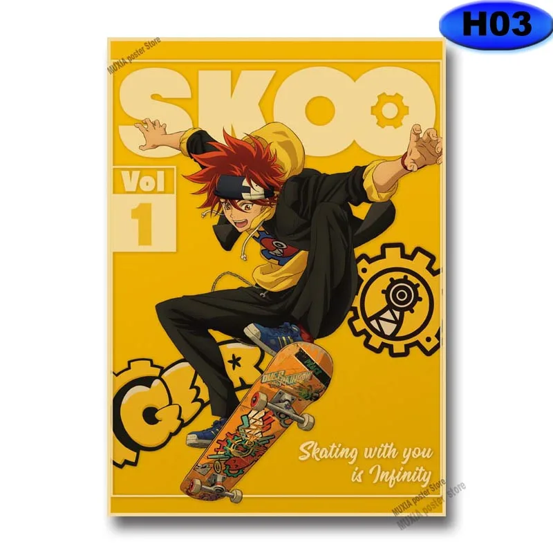 Vintage SK8 The Infinity Poster Kraft Paper Anime Posters Wall Stickers Home Decor Study Bedroom Bar Cafe Decoration Painting