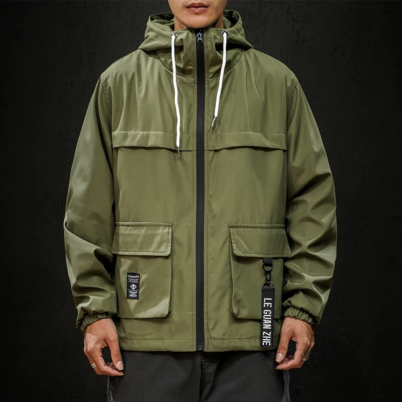 

2019 autumn coat male Japanese trend young student tooling jacket casual cardigan handsome coat thin section hooded jacket