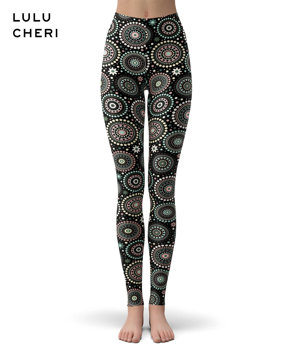Floral Leggings Женские винтажные леггинсы с цветочным принтом для девочек мягкие дышащие обтягивающие леггинсы с высокой талией мягкого размера плюс для фитнеса - Цвет: Floral Leggings