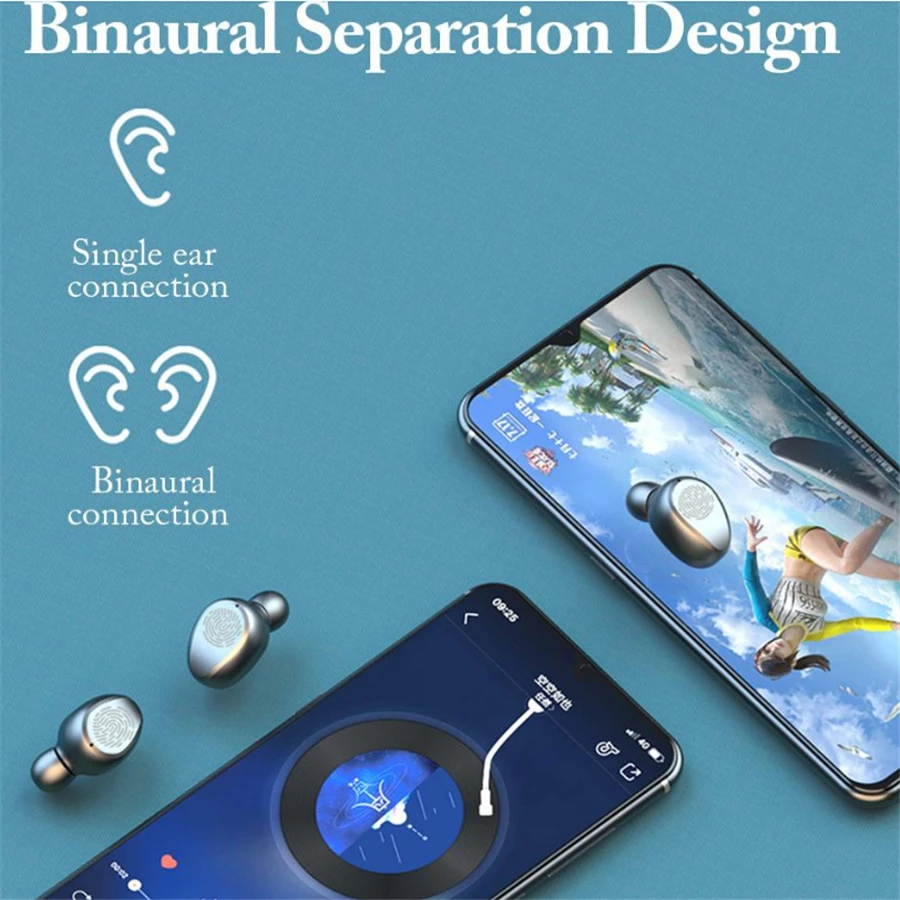 Беспроводные наушники Bluetooth V5.0 F9 2 в 1 TWS, беспроводные Bluetooth наушники, динамик, светодиодный дисплей, 2000 мАч, внешний аккумулятор, гарнитура