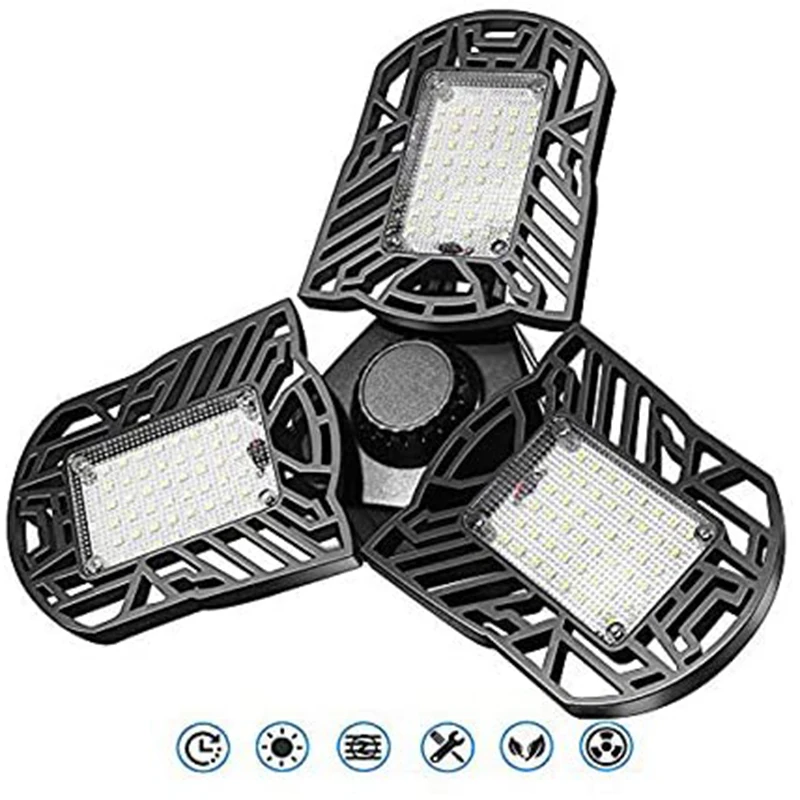 LED Foldable Energy-saving Garage Light, Easy to Install, Basement Lighting, Warehouse, Workshops, etc, 60W, 110V