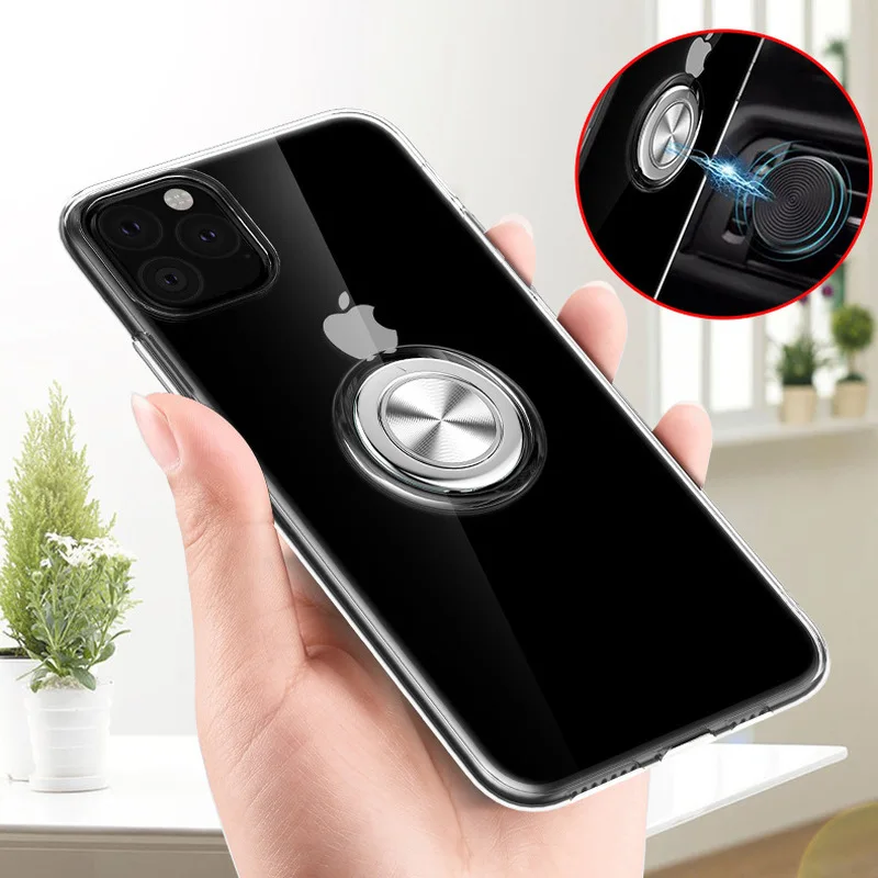 Прозрачный чехол-подставка для iPhone 11 Pro Max силиконовый чехол с магнитной