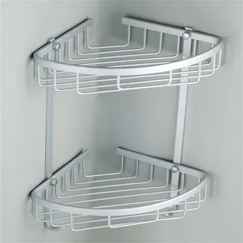 

Bathroom Corner Shelf 2 layer space Double Tiers Triangle Shower Basket Shampoo Soap Cosmetic Storage Shelves Rack Aluminum