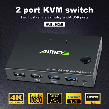 

Durable HDMI Switch USB2.0 Mouse Keyboard Alloy 4K Black Computer Connectors Controller Networking KVM Switch Box