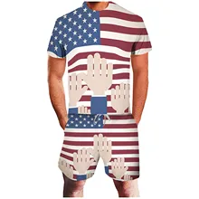 Aliexpress - Casual Men’s Sets Summer American Flag 3D Printing Tshirt +Shorts Independence Day Sports Suit Men Clothes комплекты одежды