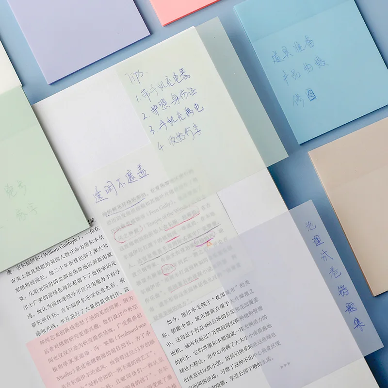 Yisuremia NEW Arrival Transparent 50 Sheet Waterproof PET Memo Sticky Notes Daily To Do It Post-It Notepad Paperlaria Stationery