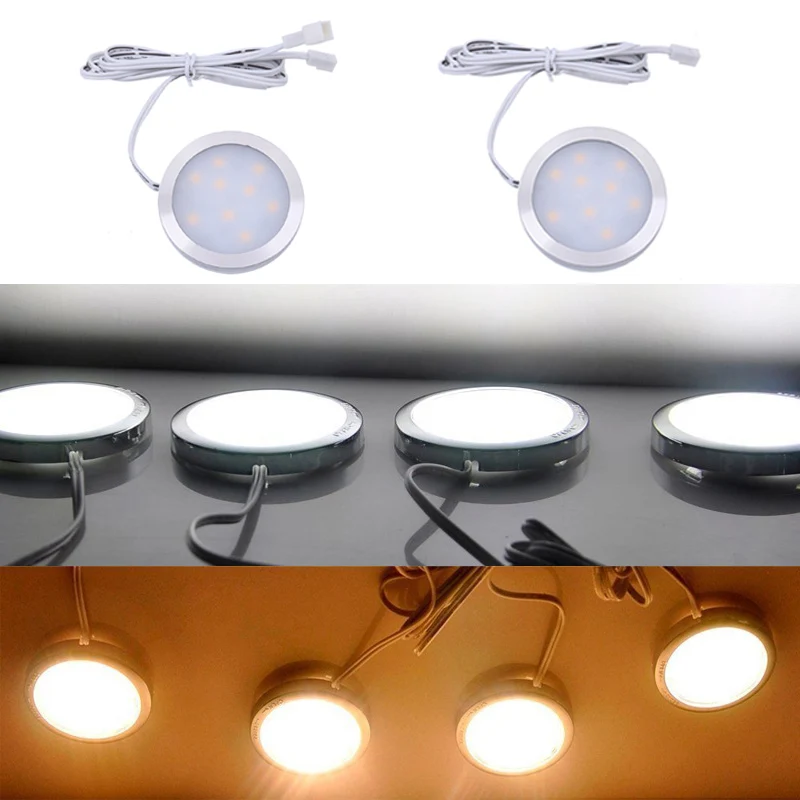 AIBOO 12V LED Under Cabinet Lights Under Counter Lighting Puck Lights Set of 3 