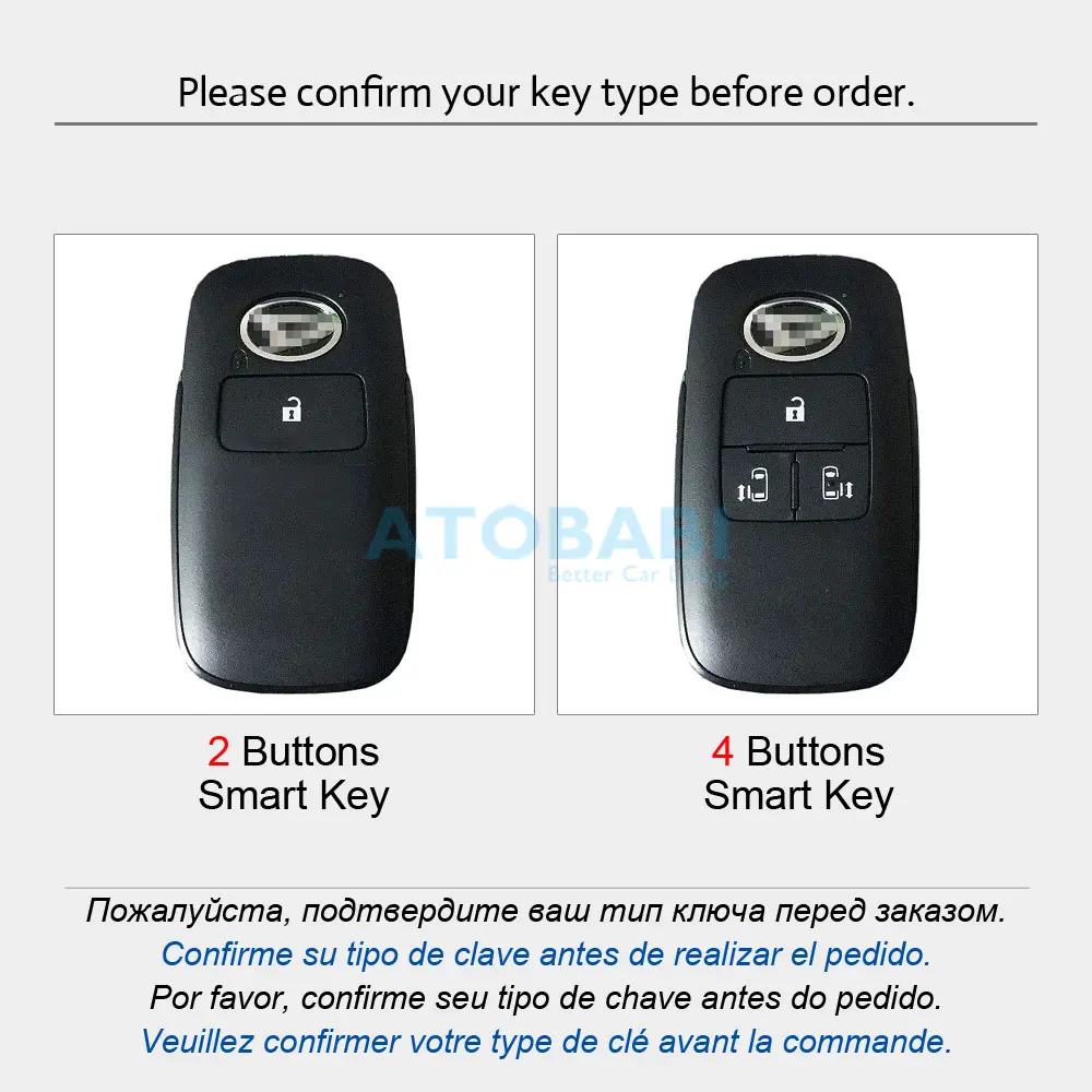 ATOBABI Leather Car Key Cases For Daihatsu Rocky Tanto Toyota Raize Rubber 2 4 Buttons Smart Remote Control Protector Cover key case key case cover car key shell remote control case cover
