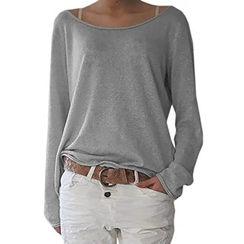 

Women Oversized Loose Long Sleeve T-Shirt Baggy Plus Tops Casual Solid T Shirt