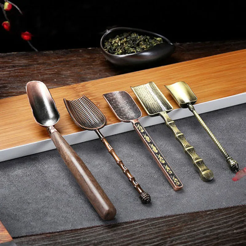 Retro Metal Tea Spoon Set, Stainless Steel Teaspoon, Chinese Kung Fu Tea Shovel, Tea Ceremony Accessories Tool