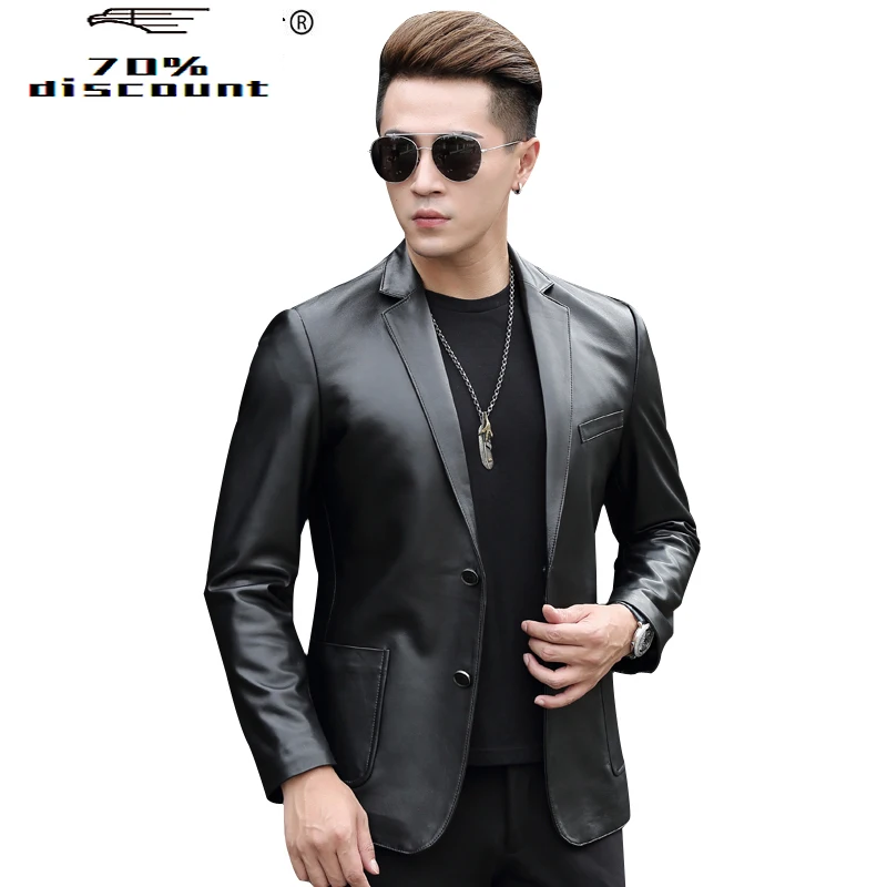 

Genuine Leather Jacket Short Sheepskin Coat for Men Spring Autumn Blazer Leather Jackets Blouson Cuir Homme 2330 KJ2380