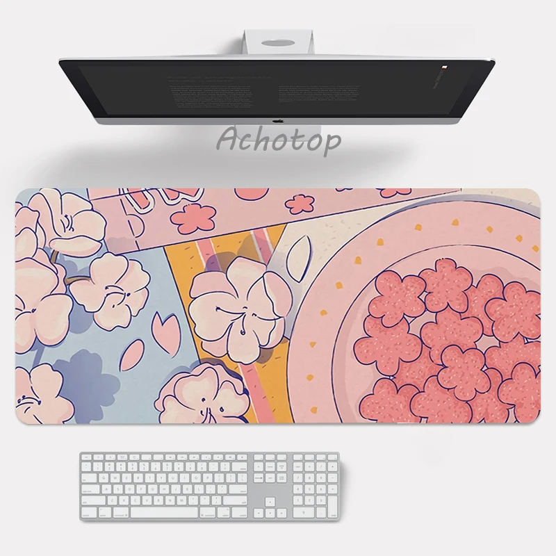 Большой розовый коврик для мыши с аниме милый игровой Kawaii XXL резиновый Otaku