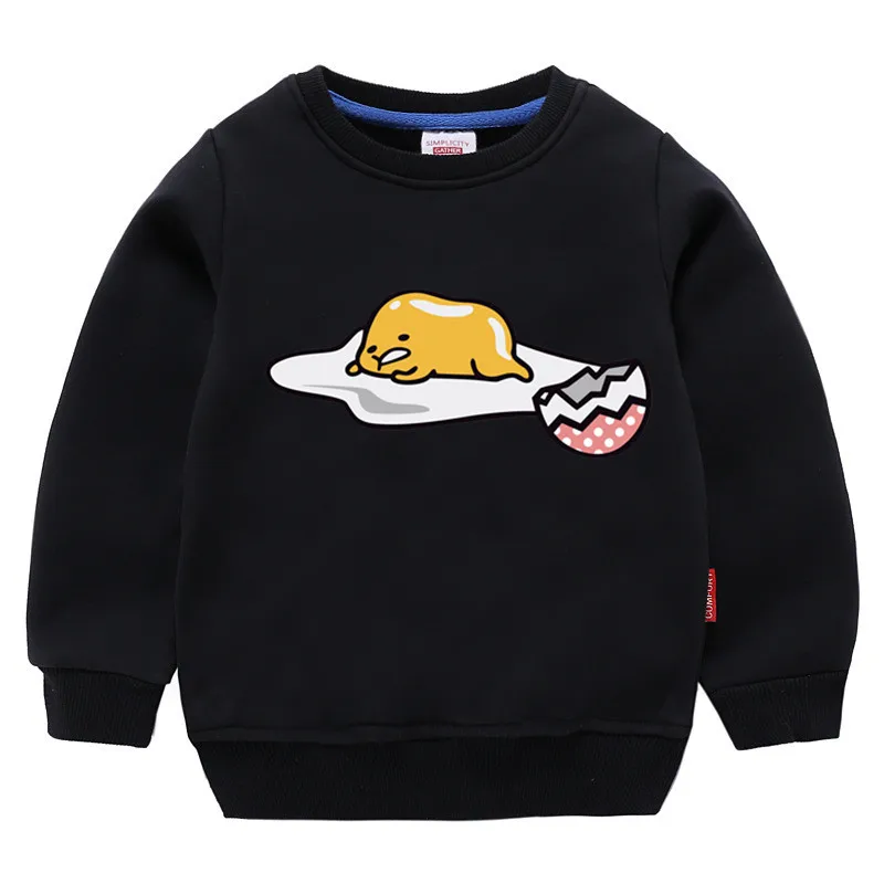 T125J-black Детская обувь в японском стиле Харадзюку на милые Gudetama Lazy Egg Yolk принт хлопок девочки; дети хлопковые пуловеры, топы для маленьких мальчиков осенняя одежда - Цвет: T125J-black