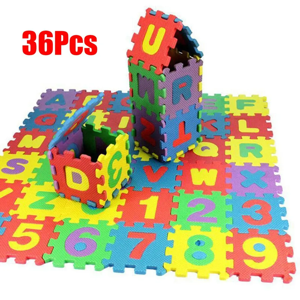 36pcs/Set Children Alphabet Letters Numerals Puzzle Colourful Kids Rug Play Mat Soft Floor Crawling Puzzle Kids Educational Toys baby kids 36pcs sponge foam letters