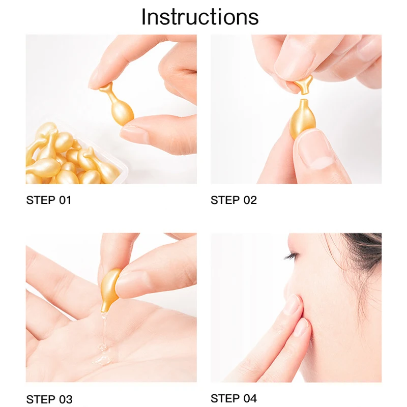 20pcs/bag Hyaluronic Acid Moisturizing Anti-aging Capsule Essence Lifting Firming Face Serum Whitening Spot Removing Face Care