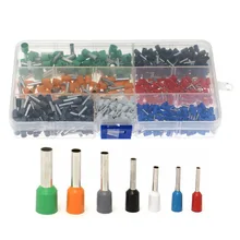 600 pces 7 especificações pino conector de fio de cobre isolado terminal de friso 22-10awg