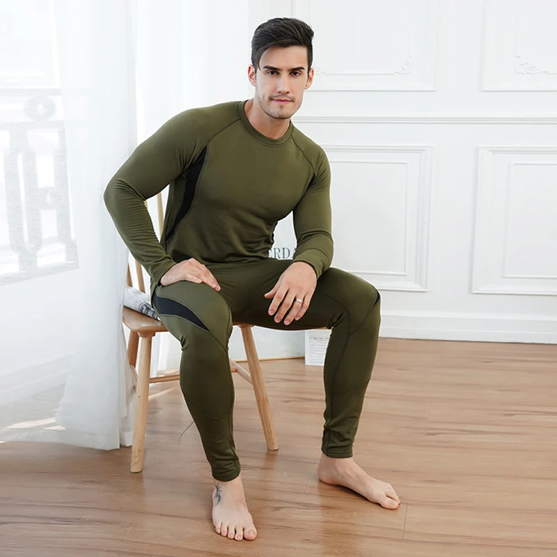 warm long johns Men’S Thermal Underwear Set Winter Thermal Underwear Long Johns Winter Clothes Thick Thermal Clothing Outdoor Riding Ski Set silk long johns