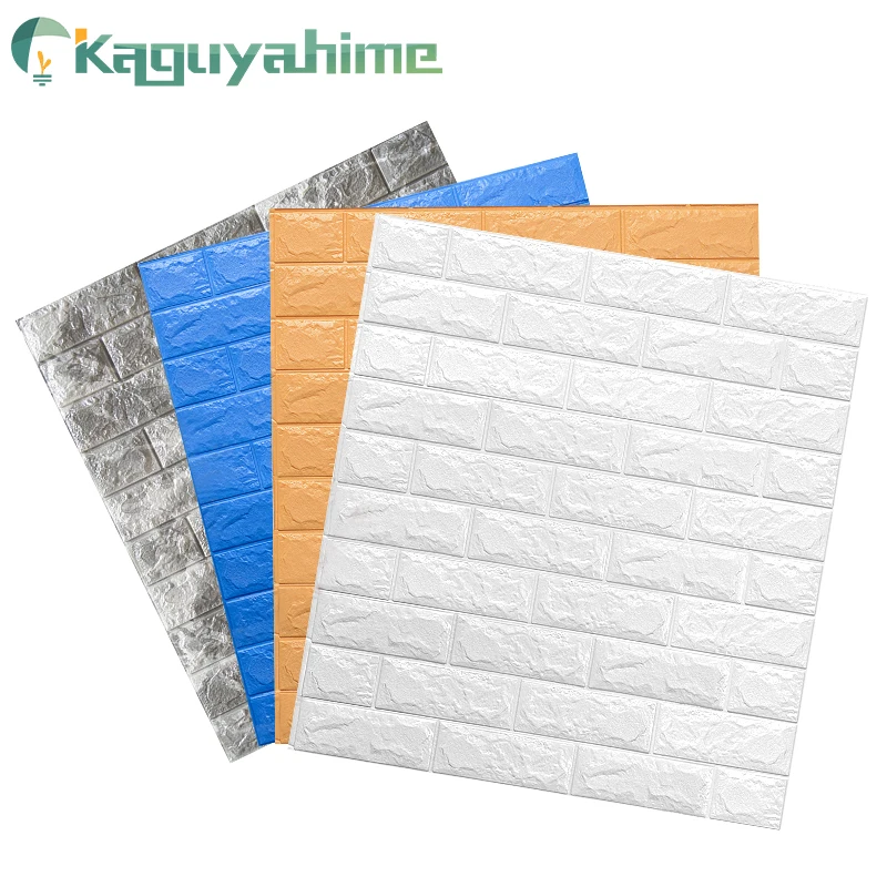 Kaguyahime-papel tapiz autoadhesivo 3D, 8 Uds., ladrillo, bricolaje, pegatinas de pared impermeables, papel tapiz decorativo para pegatina de pared de salón