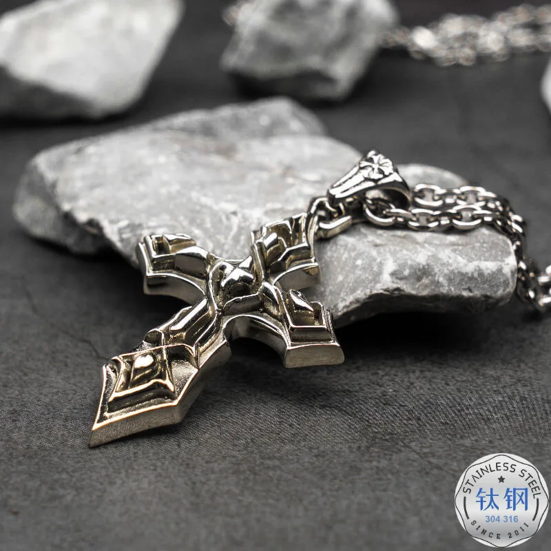 

Cross Necklace Pendant Europe And America Retro Hip Hop Hot Selling Origional Students Titanium Steel Sweater Chain Men