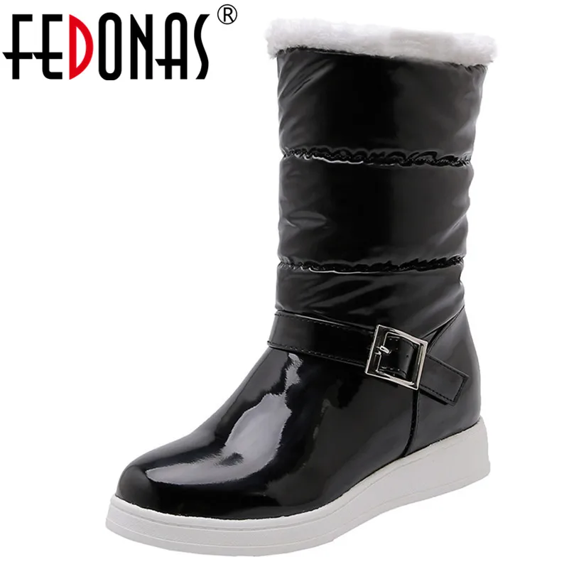 Женские Классические ботинки FEDONAS теплые до середины икры на платформе с