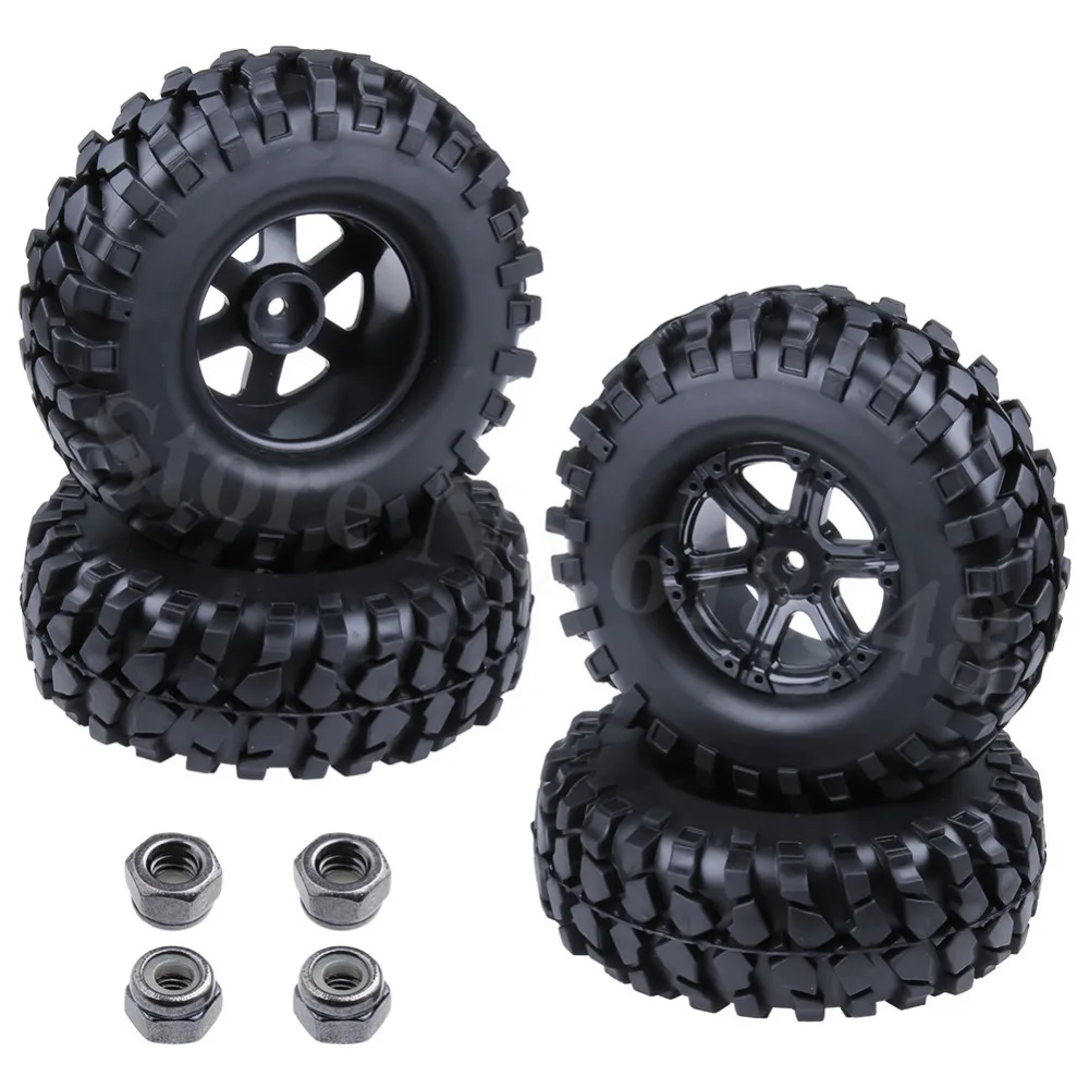 

4x Rubber 108mm 1.9" Rock Crawler Tires Tyre & Wheel Rim Hex 12mm For 1/10 Scale RC Car Tamiya CC01 Exceed