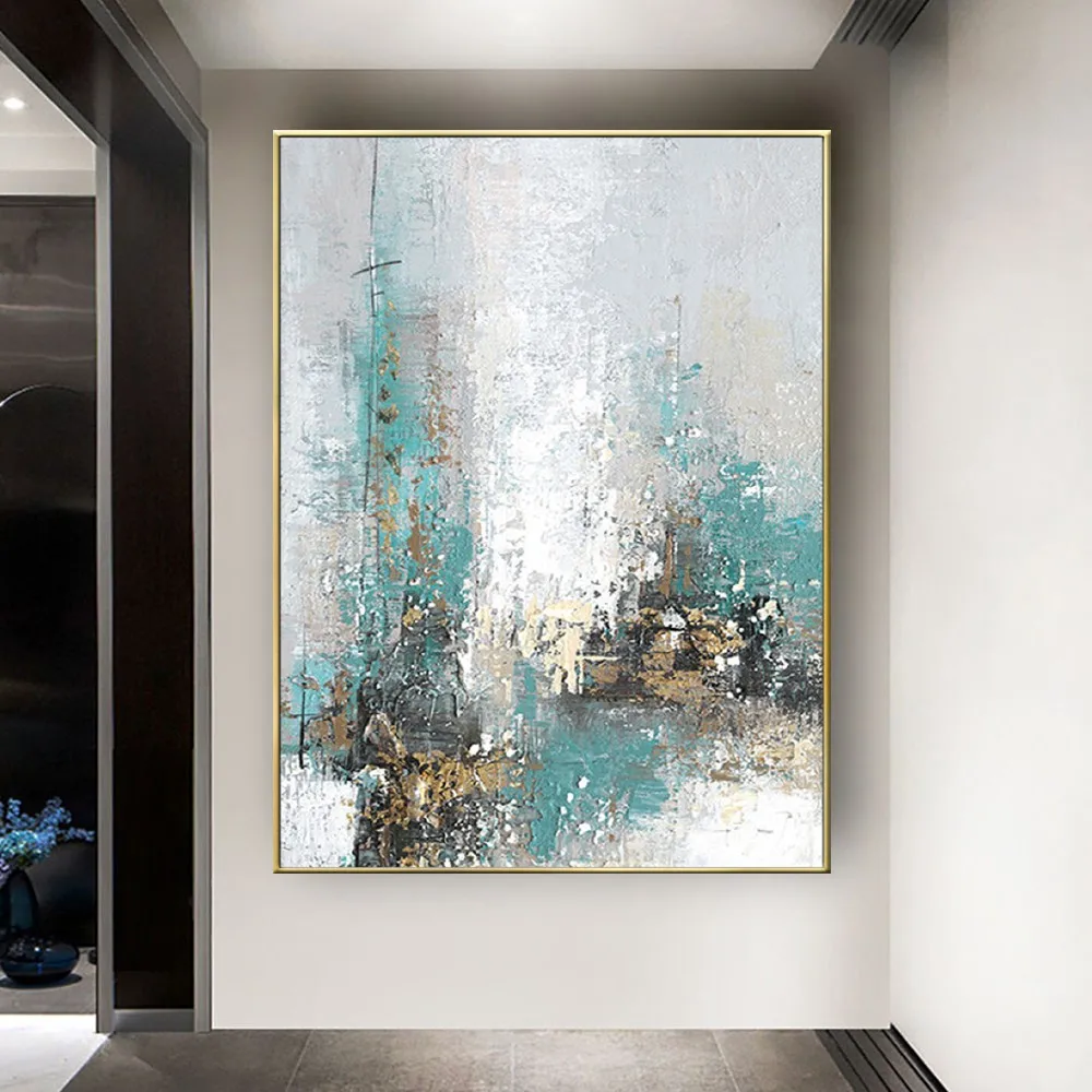 Handmade Oil Abstract Gold Leaf Art 5