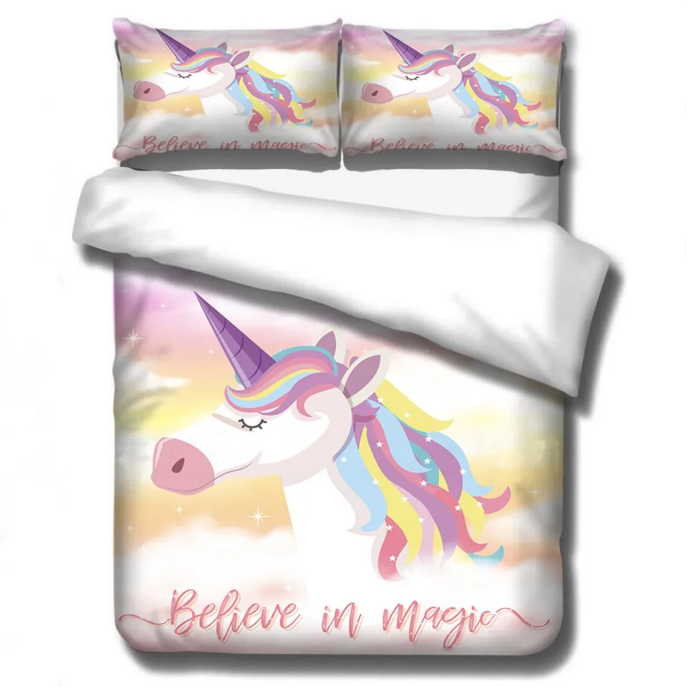  Disney Cartoon Blue Sky Unicorn Rainbow Bridge Bedding Set Baby Kids Boys Girls Bedroom Decoration  - 4000335032220