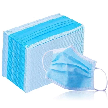 

50pcs Blue Non-woven 3 Layers Anti-dust Masks Disposable Safe Breathable Face Mouth Mask Kids Adult Ear Loop Filter Masks