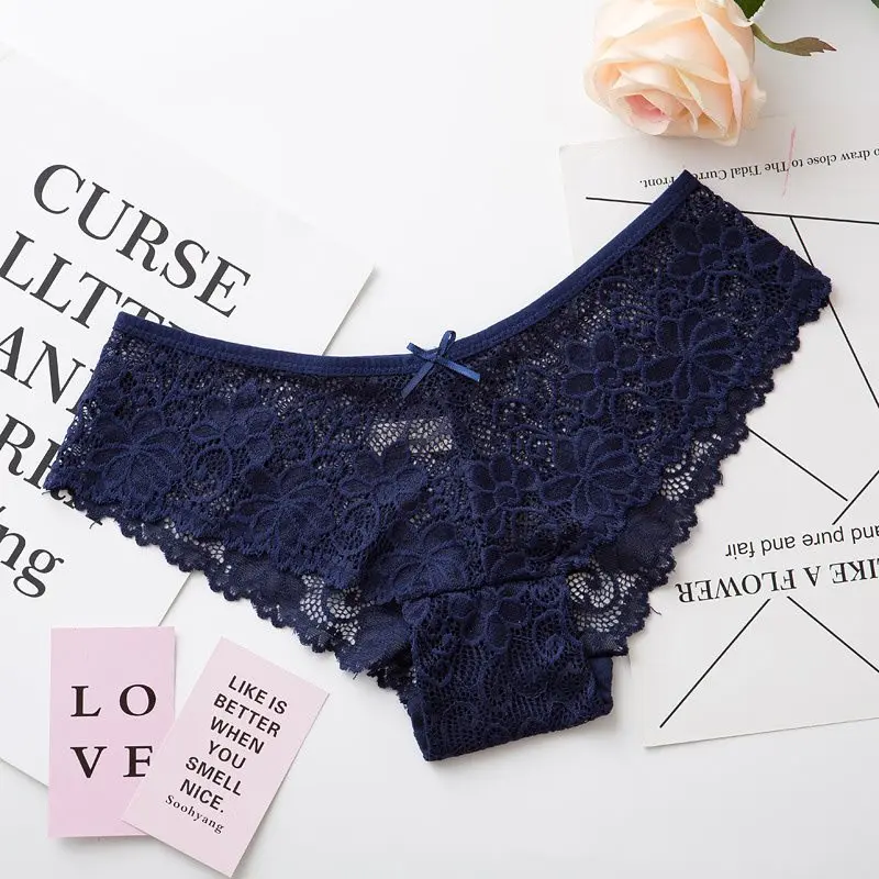 Dark Blue Сексуальные кружевные трусики, женское модное уютное нижнее белье, Соблазнительные трусики, высокое качество, женские трусы с низкой талией, нижнее белье - Цвет: Dark Blue