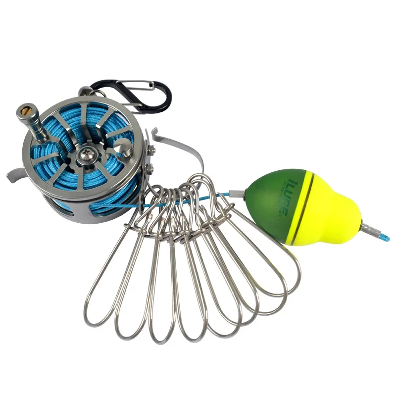 

Fishing Lock Buckle With Reel Stainless Steel Lanyard Live Fish Lock Belt Fishing Tackle Stringer Fishing Floats Reel