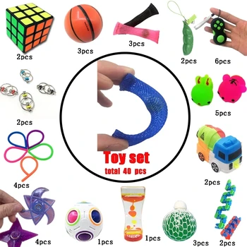 

New Squeeze Toys Funny Combination 40 Pieces Extrusive-Solving Fidget Kids Hot Selling Various Styles Set Wholesale