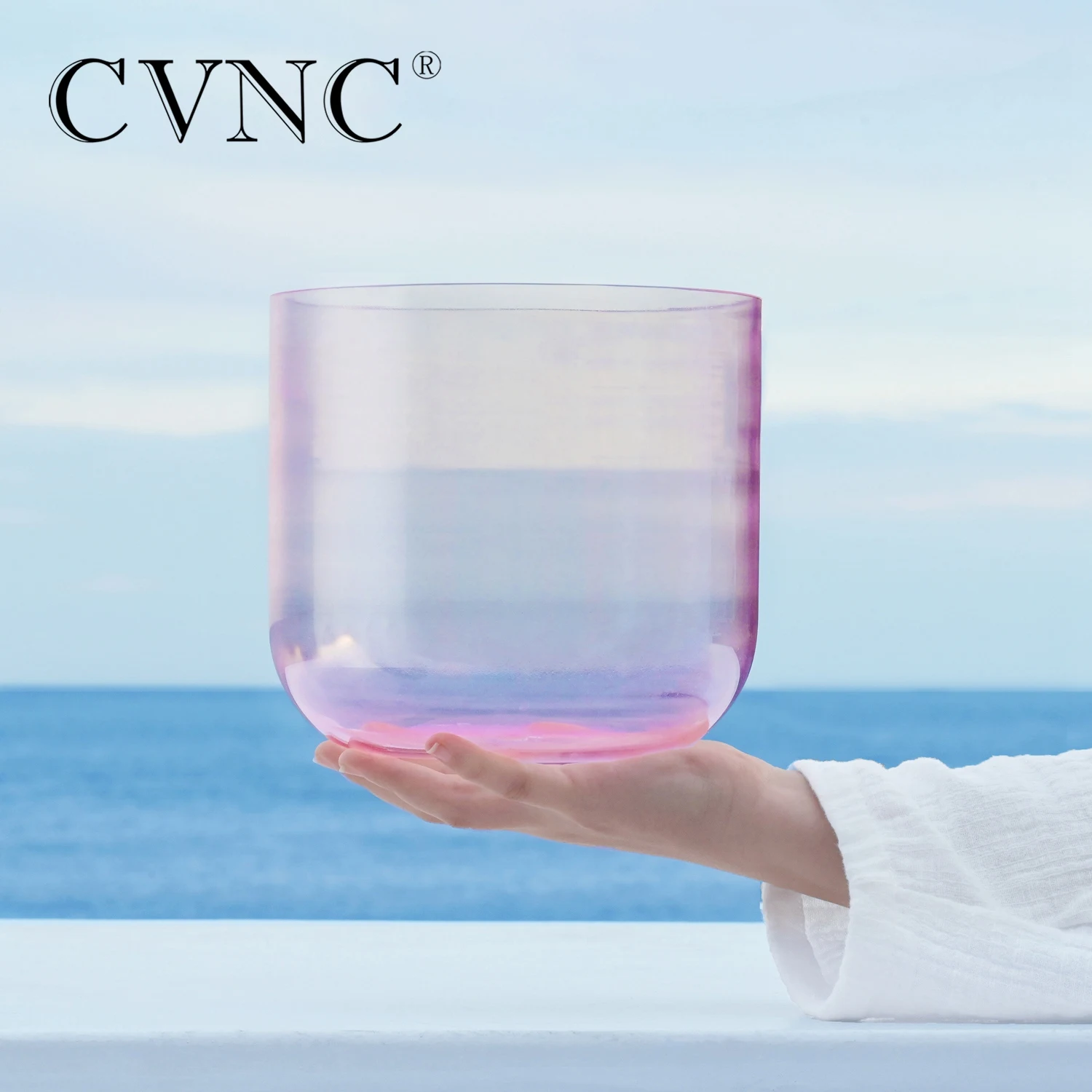 CVNC 7-дюймовая светло-Розовая прозрачная кварцевая Хрустальная Поющая чаша 432 Гц