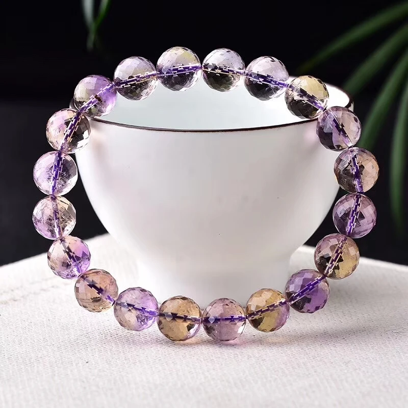 

Natural Brazil Lavender Amethyst Quartz Crystal 10mm Clear Faceted Cut Round Beads Bracelet Women Men Healing Stone AAAAA