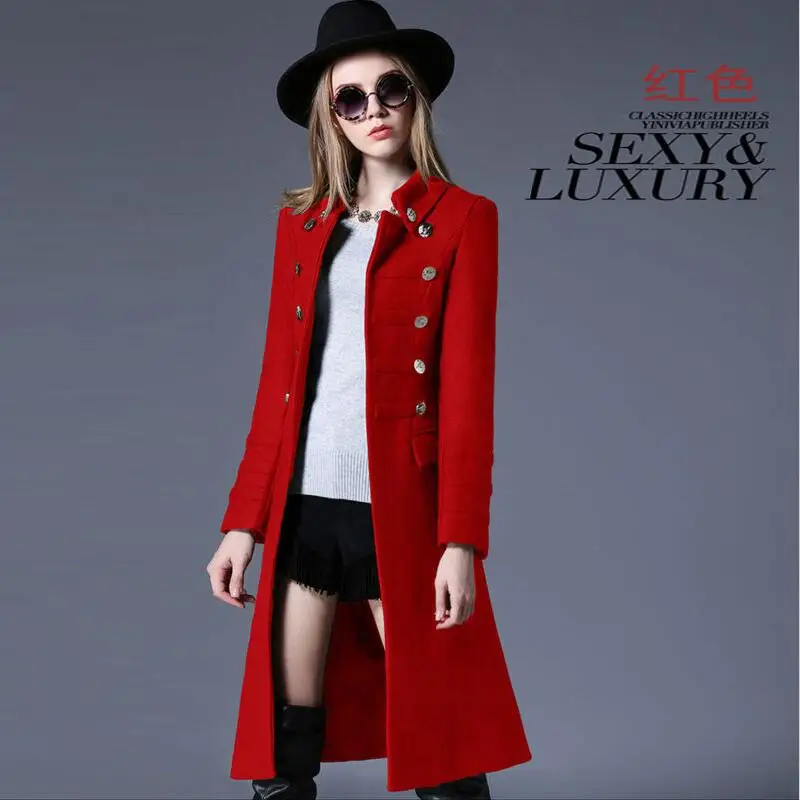 

Woolen Women's Jacket New 2023 Women Woolen Coat Spring And Autumn Long Slim Thickening Warm Parkas Female Jackets Black Red