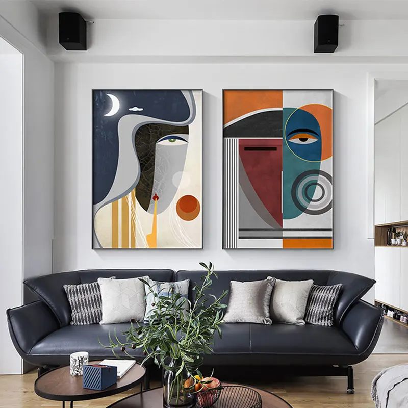 Figura moderna astratta geometrica tela pittura arte contemporanea Poster  stampa facce immagine di arte della parete per soggiorno decorazioni per la