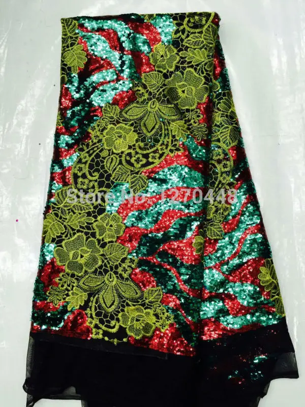 

2019 Embrodiery African Tulle Lace Fabric High Quality Heavy Sequins lace fabric for african french tulle lace fabric
