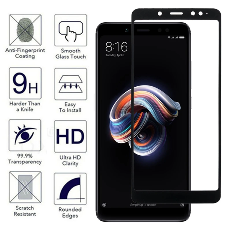 Full Cover Tempered Glass For Xiaomi Redmi Note 5 Pro Screen Protector for Redmi Note 5A Prime Protective Glass For Redmi 5 Plus — view 2