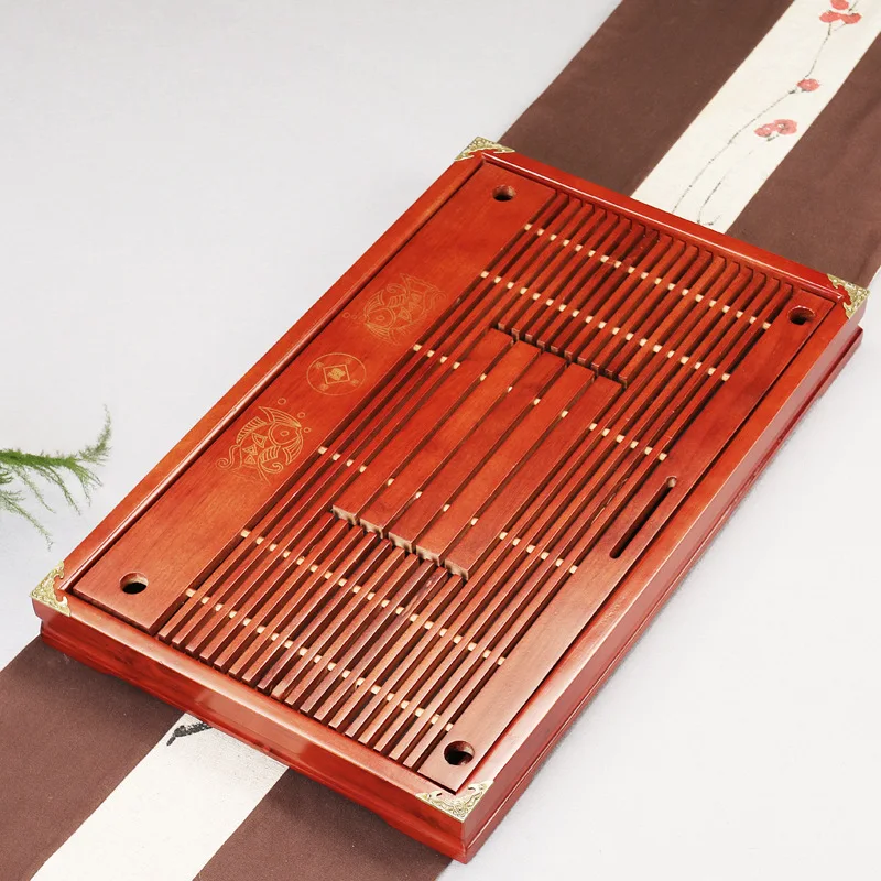 

Dehua Manufacturers Every Year More than Drawer-type Drainage Tea Medium Red Solid Wood Tea Tray Special Offer Wholesale
