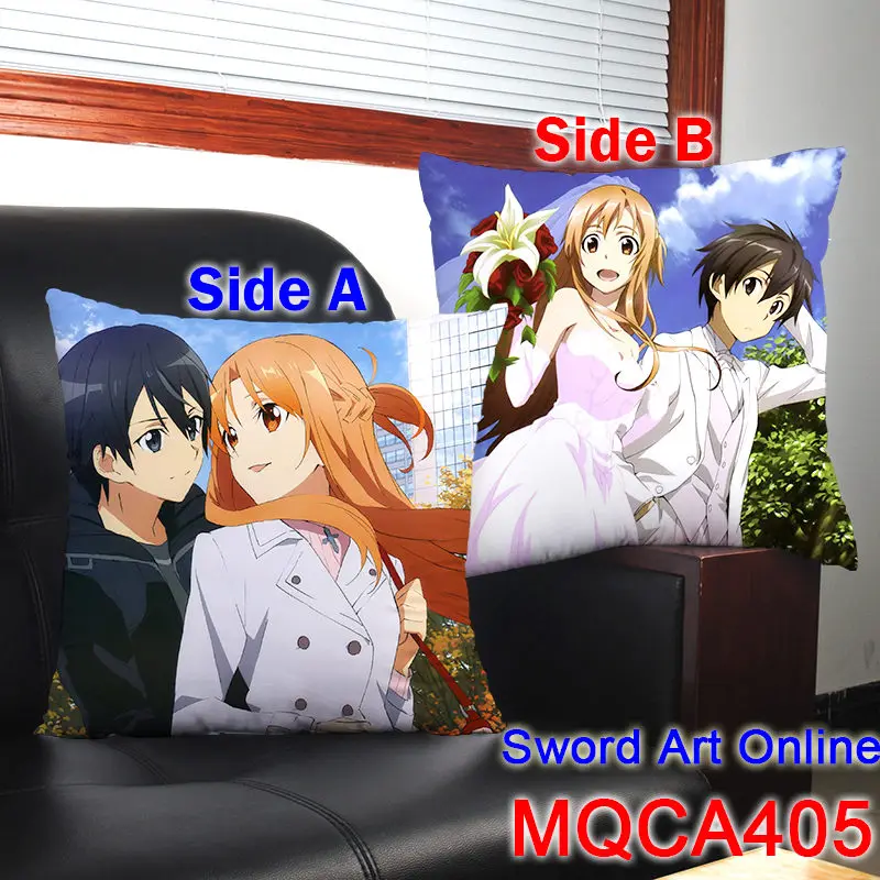 45X45 см аниме меч искусство онлайн наволочка SAO Yuuki Асуна Кирито Dakimakura Чехол 3D двусторонний принт Наволочка декоративная