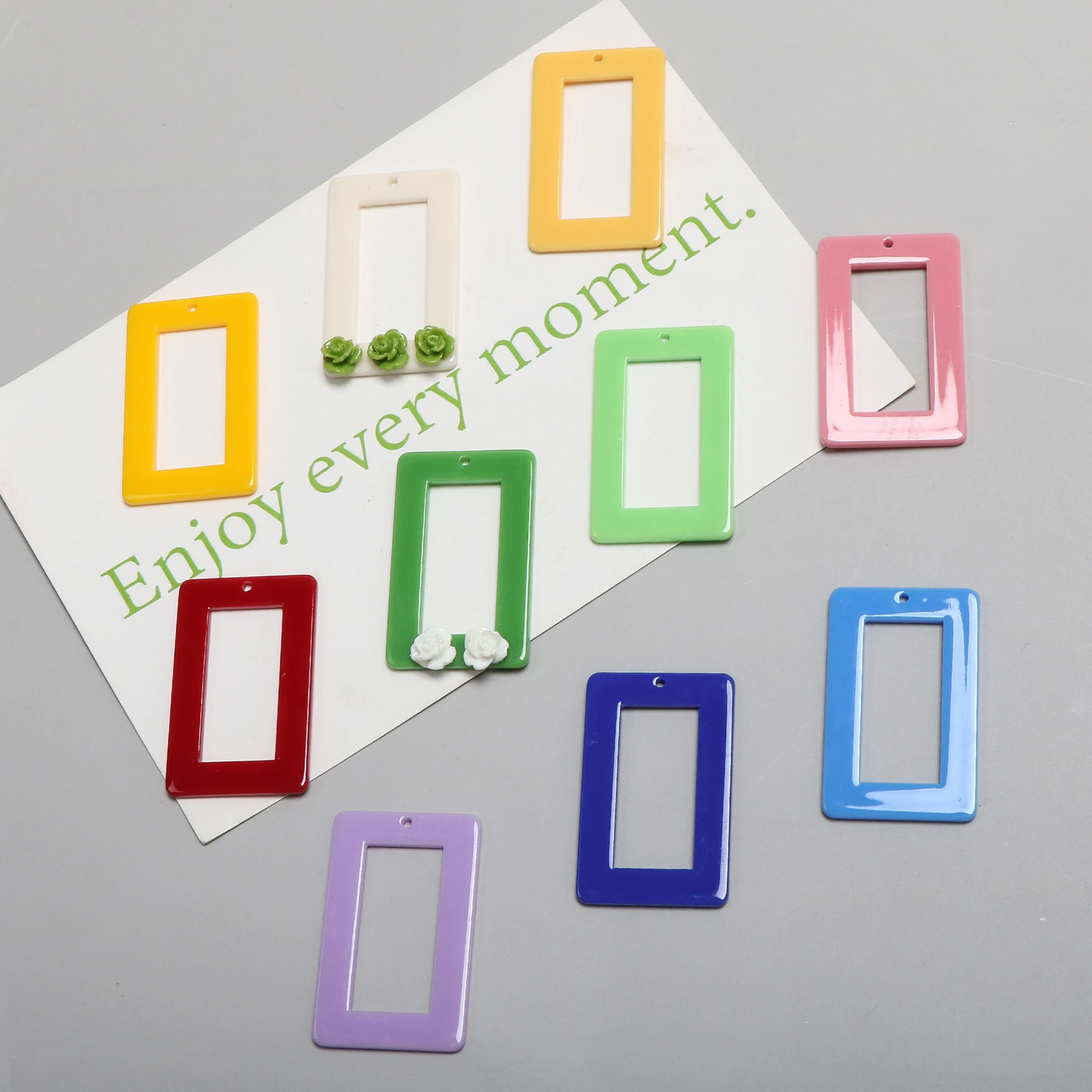 

Ins Candy Color Joker Geometric Rectangular Hollow Acrylic DIY Handmade Jewelry Earrings Nail Accessories Materials