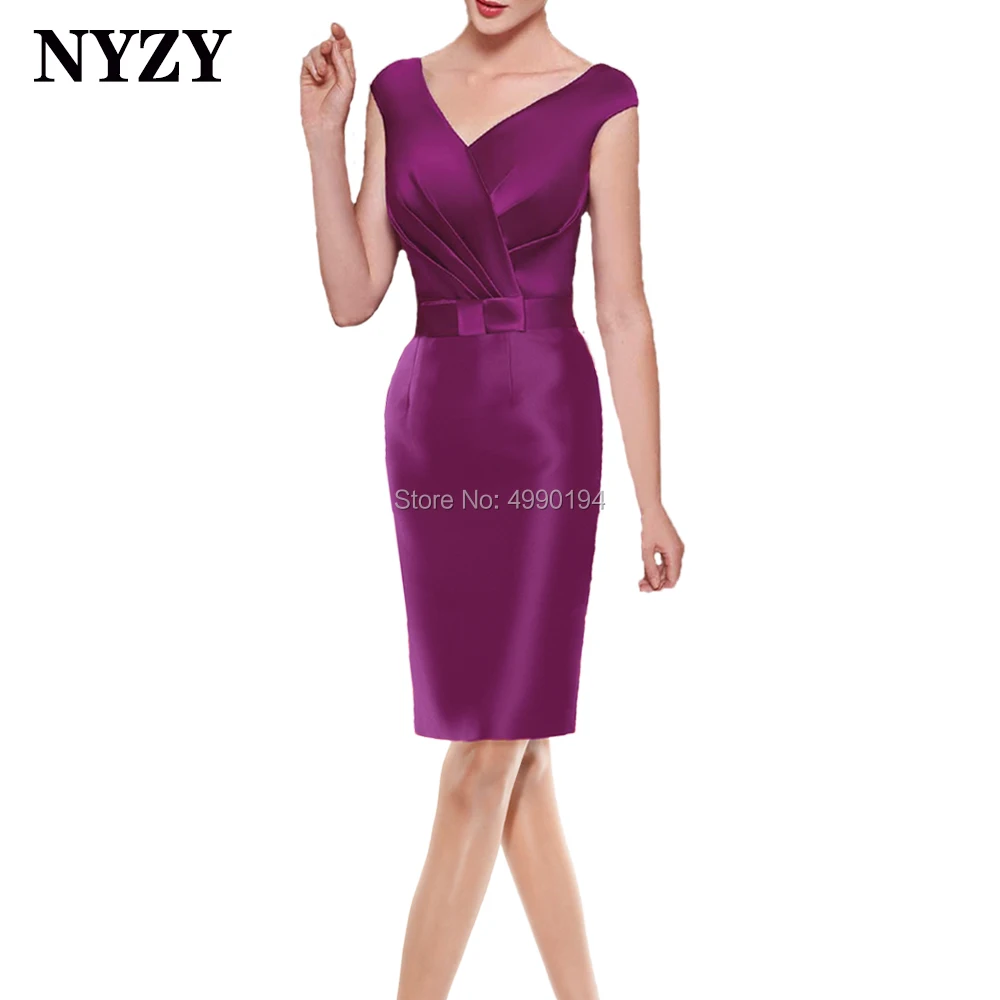 Cocktail Dresses NYZY M282 Sleeveless Fuchsia Satin Dress Party Prom Evening Homecoming